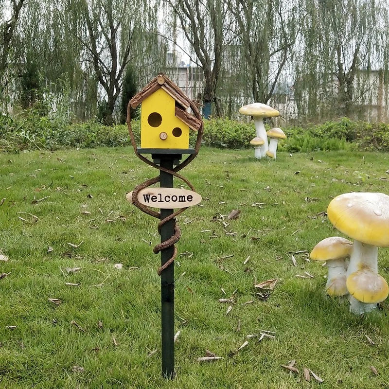 Horticultural decoration bird house villa garden land bird nest farmhouse homestay kindergarten outdoor courtyard decoration Zpaxo Yellow double hole