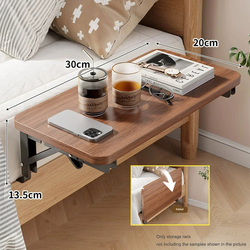 Foldable Collapsible Organizer Attachable Bedside Shelf Table Under Zpaxo