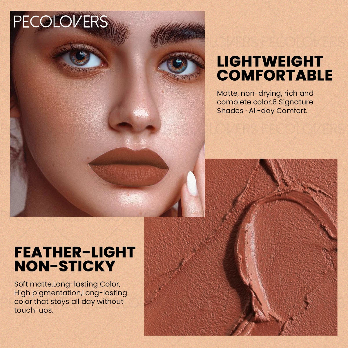 1PC Long-lasting Moisturizing Matte Lipstick, Brown Shade, Easy To Apply, Thin and Not Dry, Perfect Holiday Gift for Girls Zpaxo