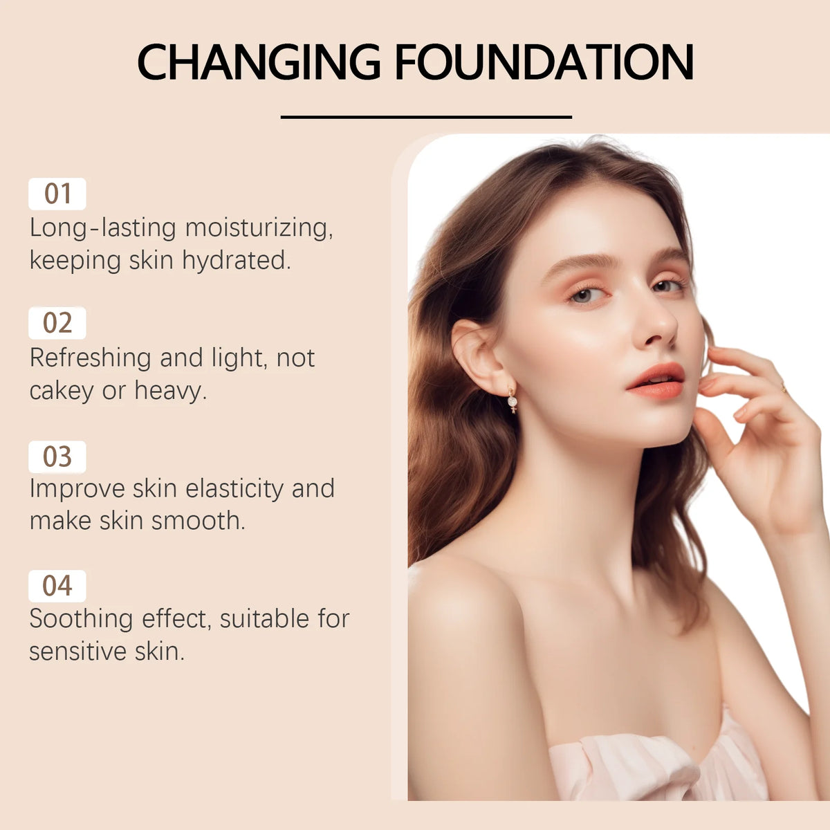 Protective Concealer Foundation Liquid, Lightweight Matte, Gentle, Moisturizing, Bright, Soothing, Skin-Friendly, Suitable for O Zpaxo