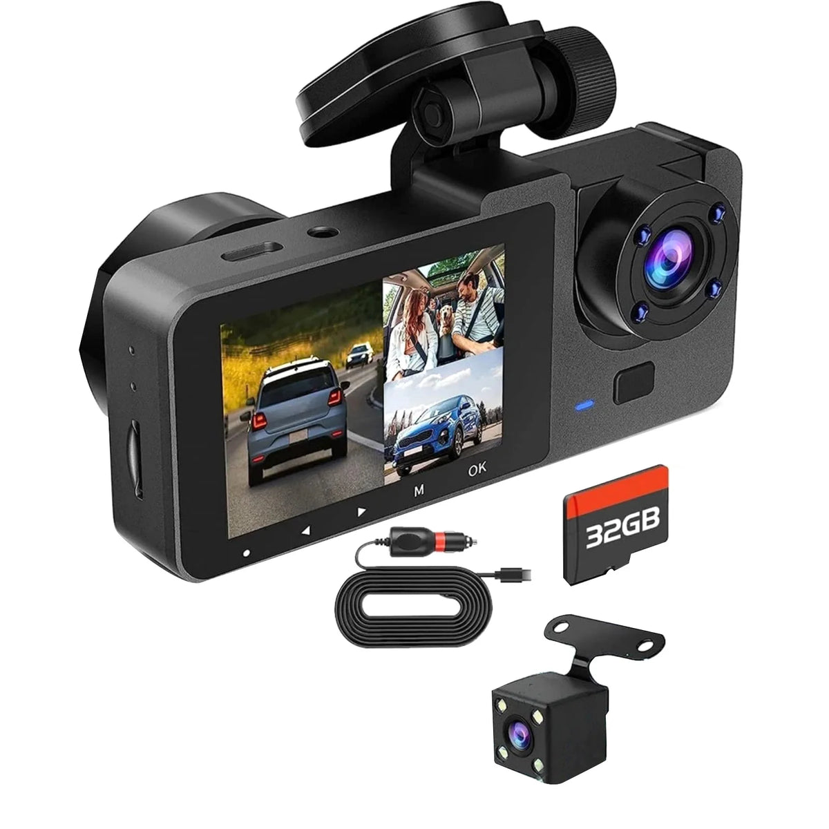 Dual Lens Wifi Dashcam 3 Channels Car Camera Video Recorder Night Zpaxo Default Title
