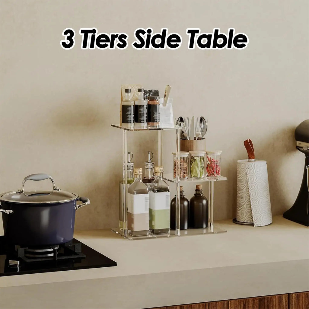 Acrylic End Table 3 Tier Clear Side Nightstand Transparent Furniture Zpaxo