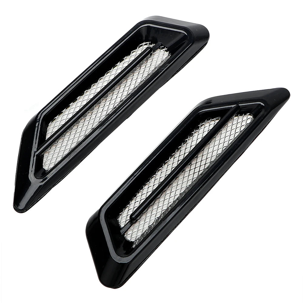 1 Pair Universal Shark Gills Side Mesh Cover Auto Sticker Hood Bonnet Zpaxo Silver