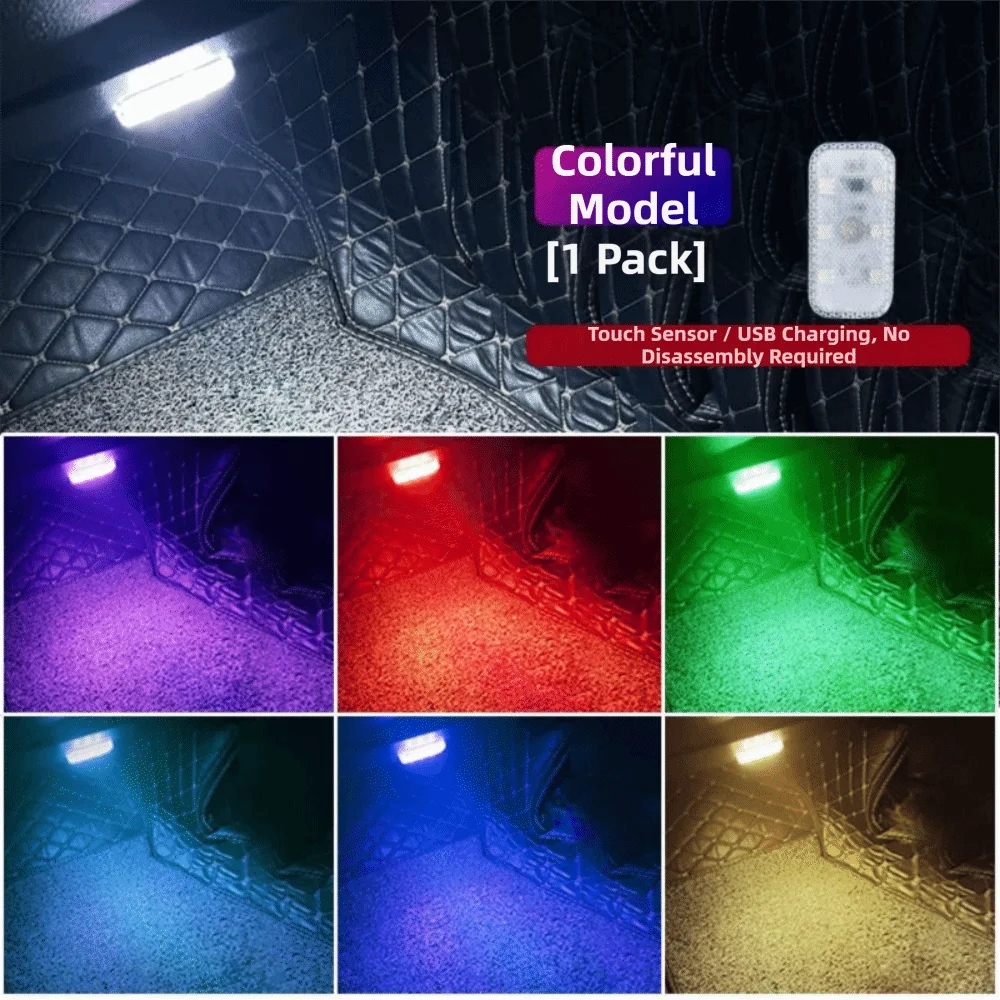Mini LED Touch Light Car Interior Control Lighting Rechargeable Zpaxo 7 Color