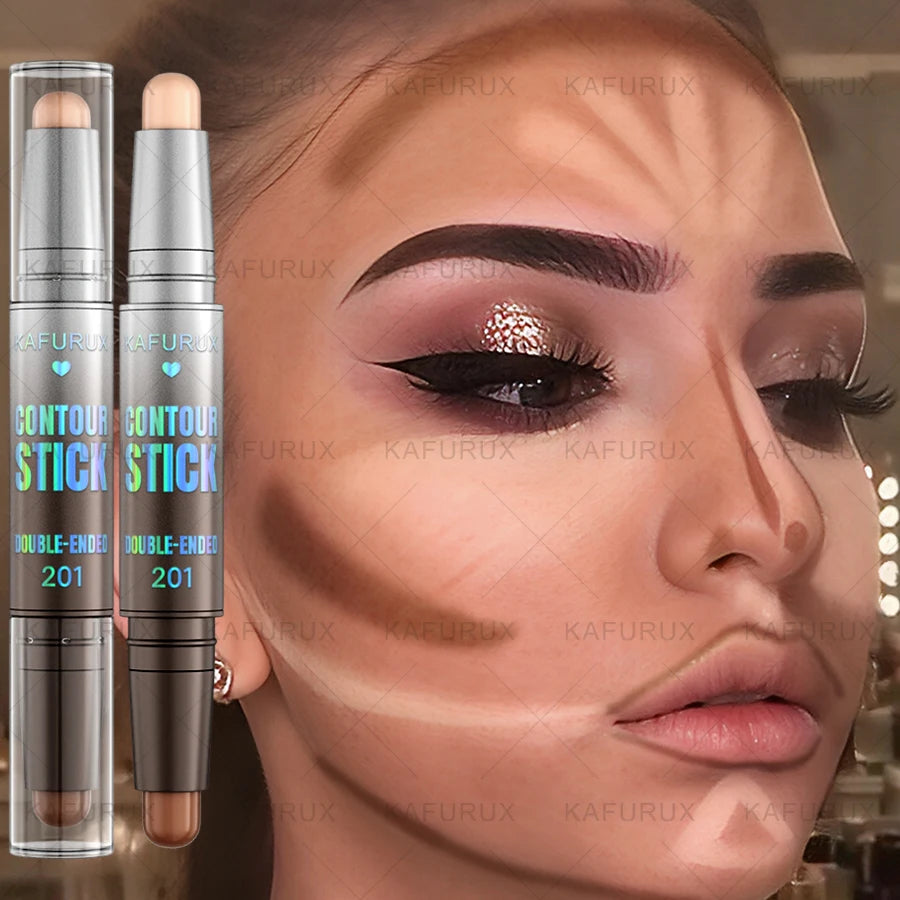 Dual-ended Contour Stick Facial Foundation Concealer Waterproof Dark Zpaxo 201
