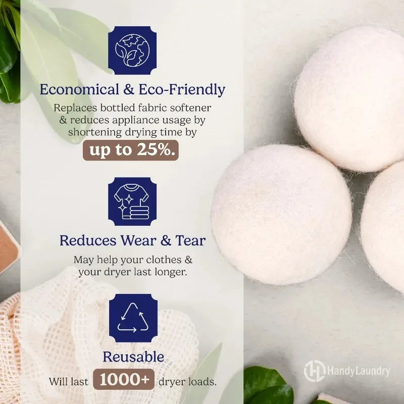Clothes Dryer Large Wool Balls Laundry Tumble Dryer Balls Dryer Balls Laundry Softener Reusable Home Washing Machine Accessories Zpaxo