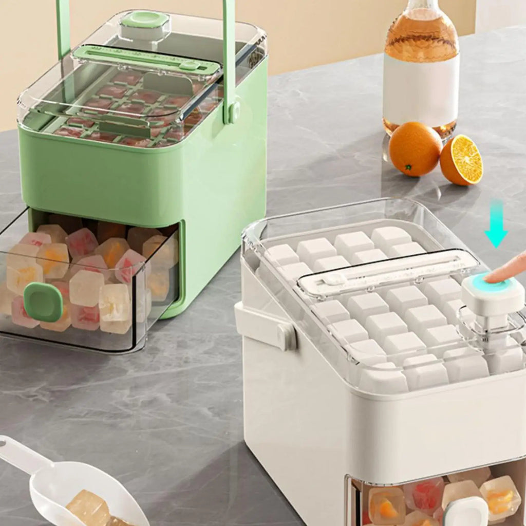 Ice Tray Box 56-Cavity Reusable Double-layer Press Lid Portable Maker Zpaxo