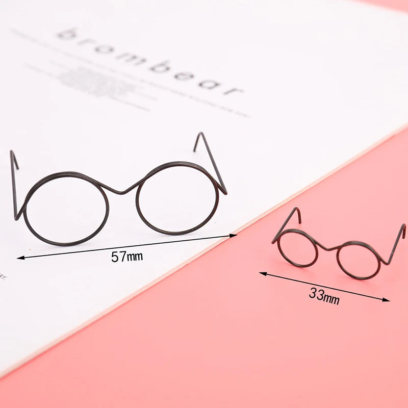 Fashion Round Frame Lensless Retro Cool Doll Glasses Accessories Zpaxo