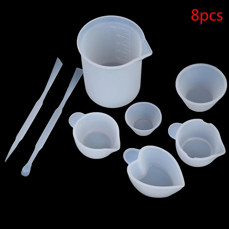 Silicone Resin Measuring Mixing Cup Stirrers DIY Jewelry Resin Glue Tool Cake Epoxy Resin Jewelry Making Kitchen Baking Tools Zpaxo Set