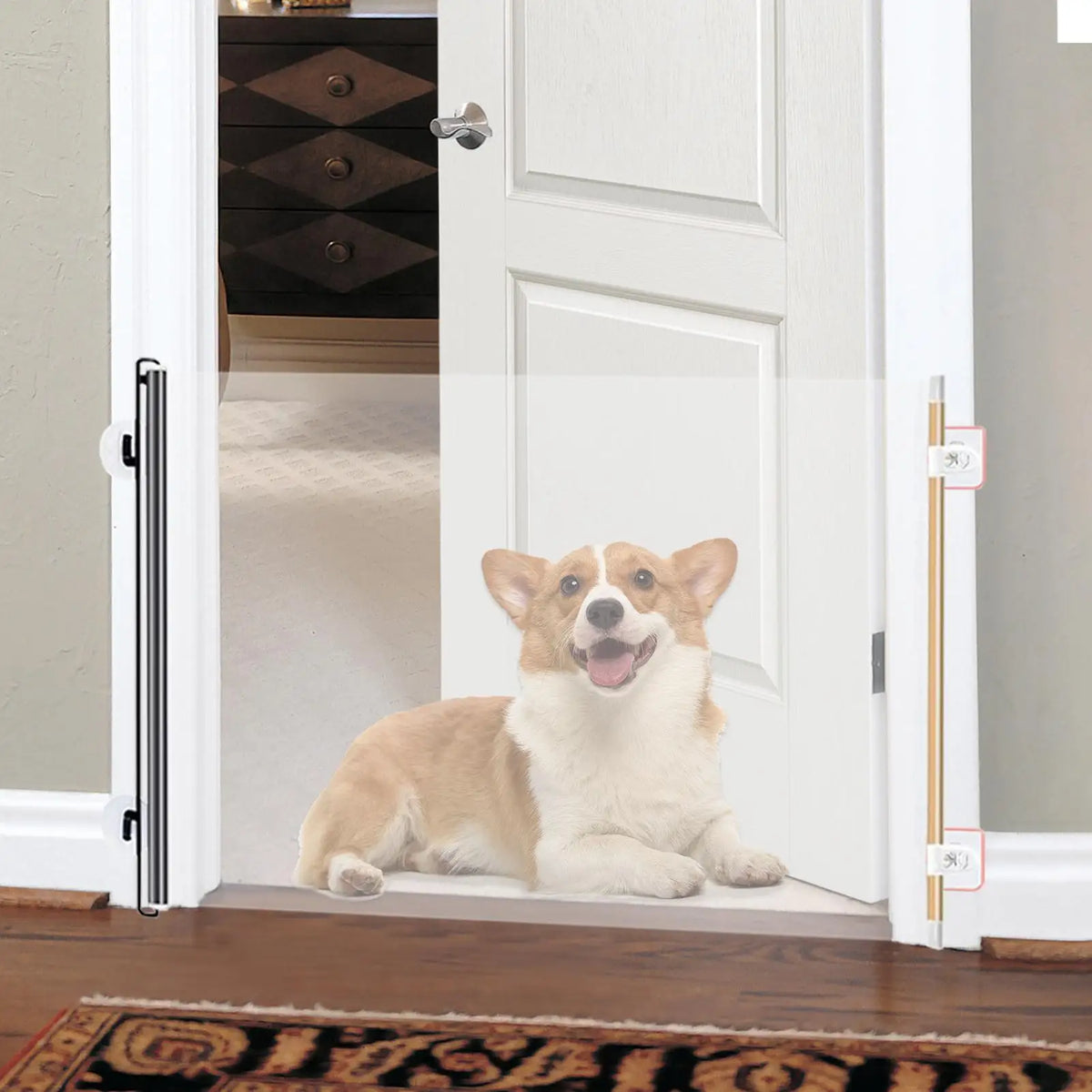 Retractable Dog Gate Portable Gates Dogs Expandable Folding Barrier Zpaxo Default Title