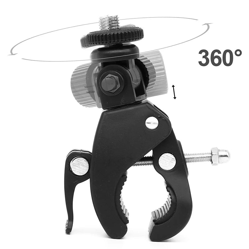 Universal 360 Degree Rotating 1/4 Camera DV Bike Bicycle Handlebar Clamp Bracket Tripod Mount Screw Clip For DSLR Camera GoPro Zpaxo