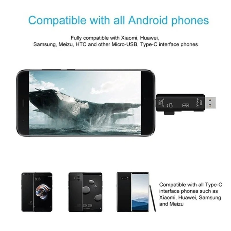1 Multifunction USB 2 0 C Micro TF SD Memory Card Reader OTG Adapter Zpaxo