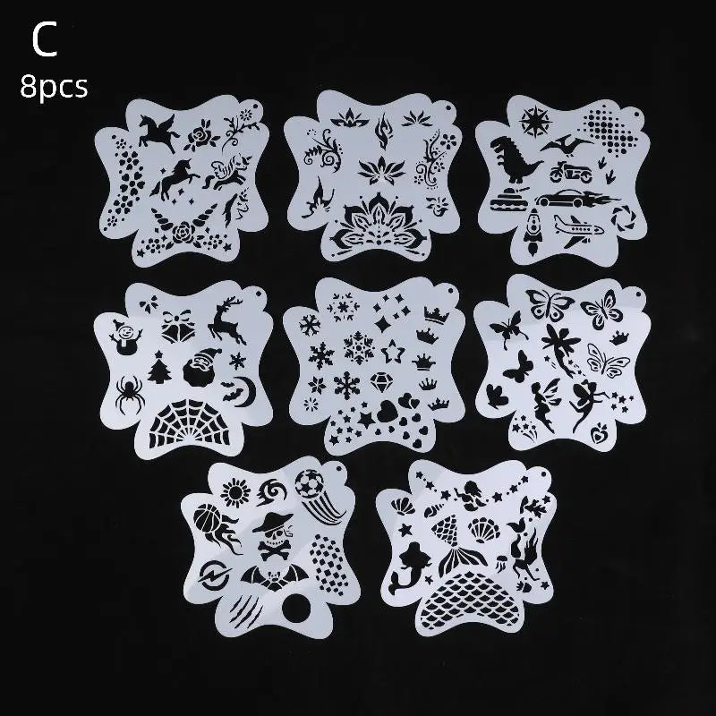 8 Face Paint Stencils Professional Body Art Adults Kids Easily Use Zpaxo C