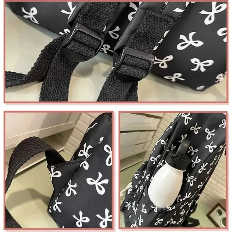 Trendy Cute Bow Print Backpack School Laptop Protection Adjustable Zpaxo