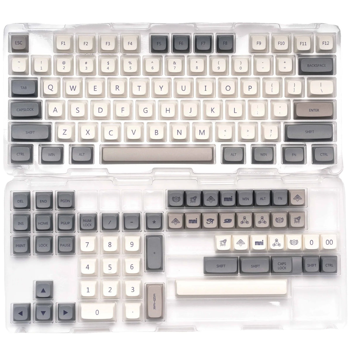 XDA Profile 133 PBT Keycap DYE-SUB Personalized Minimalist White Gray Zpaxo