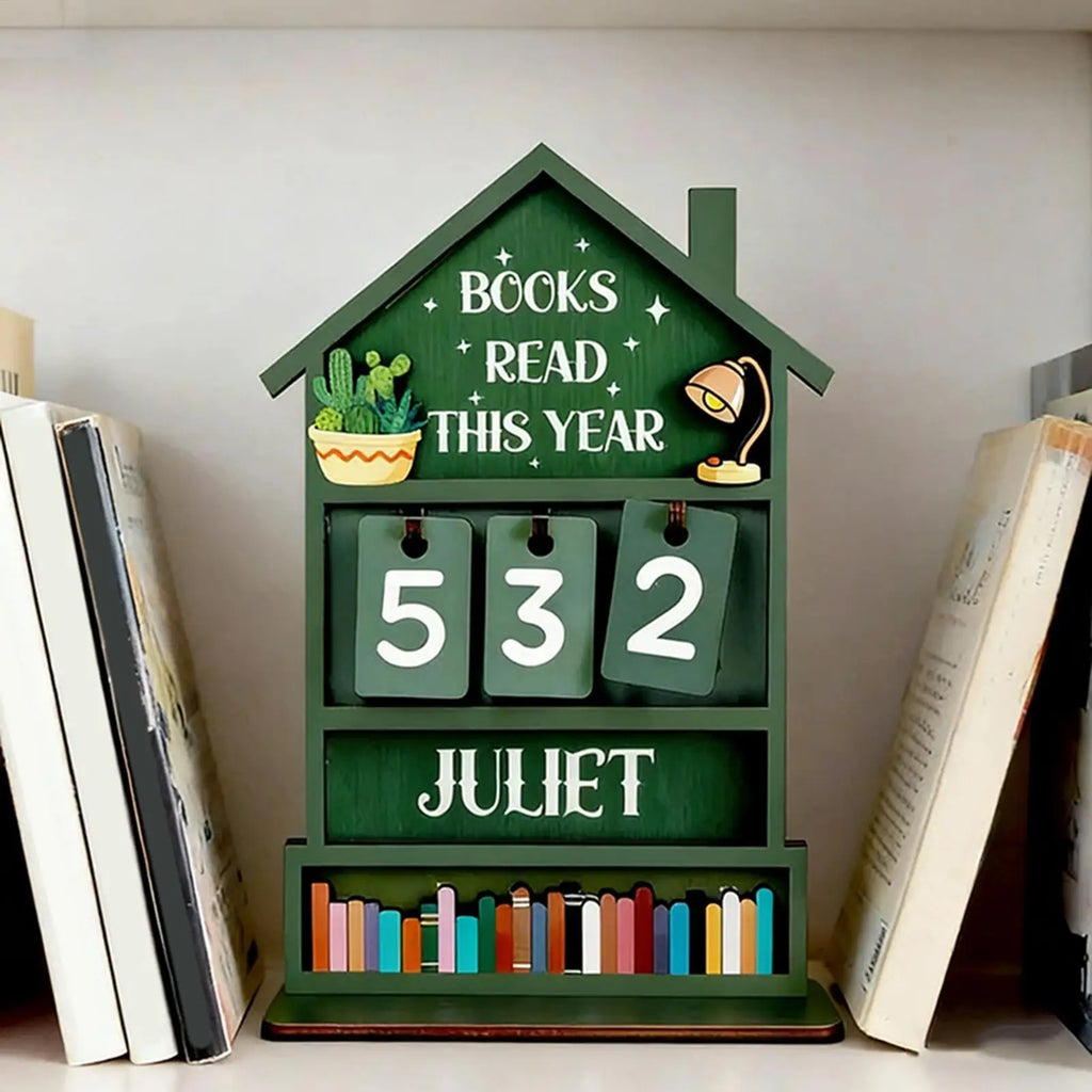 Wooden Books Read Tracker Manual Reading Progress Display Book Zpaxo