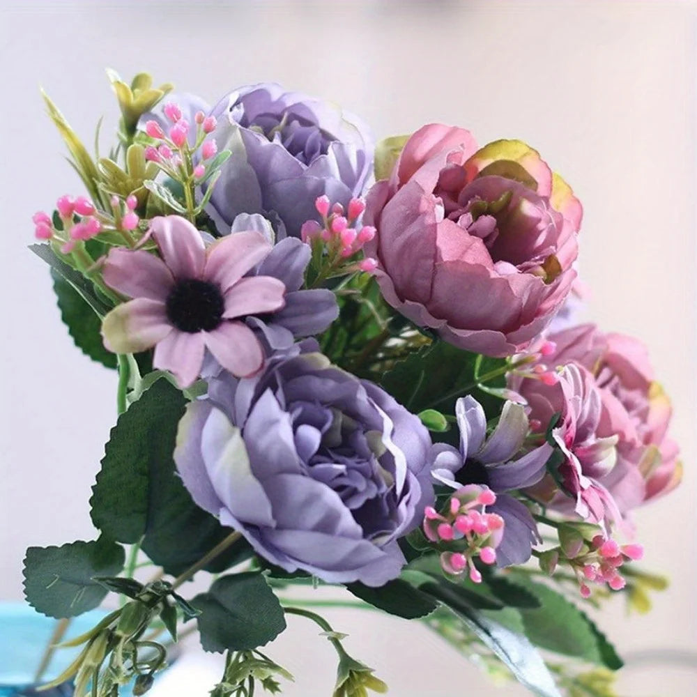 Elegant 11 81 Decor Peony Daisy Bouquet Vintage Artificial Flowers Zpaxo