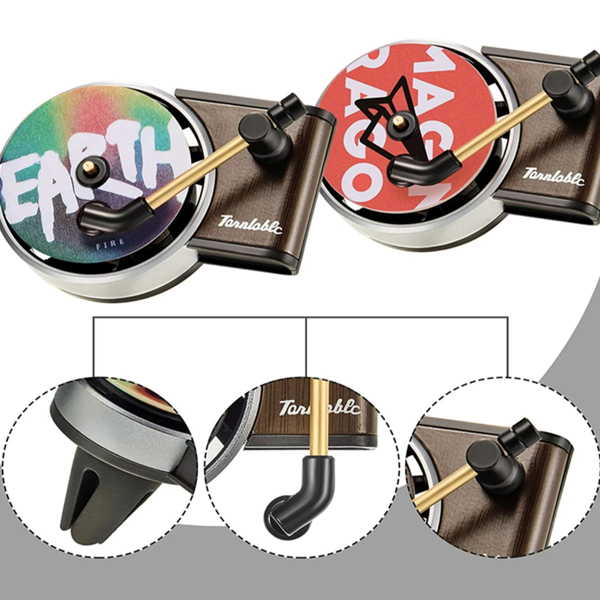14PCS/SET Car Air Outlet Rotary Aromatherapy Creative Atmosphere Perfume Decoration Retro Gramophone Perfume Fragrance Tablets Zpaxo