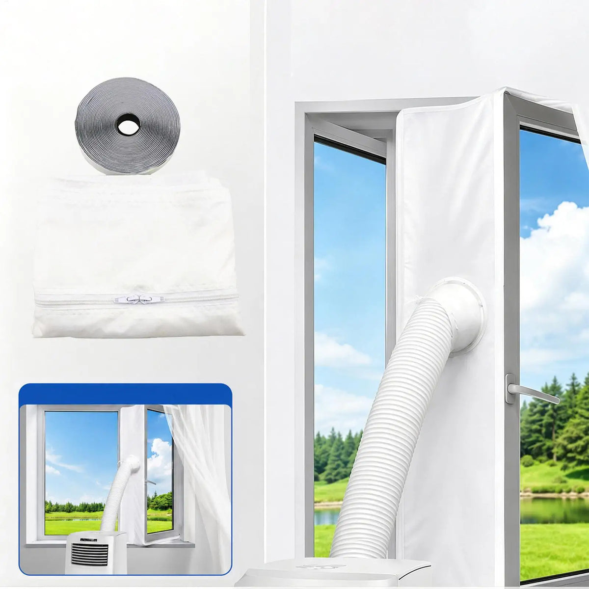 Portable AC Window Sealing Waterproof Air Conditioner Vent Blocker Zpaxo