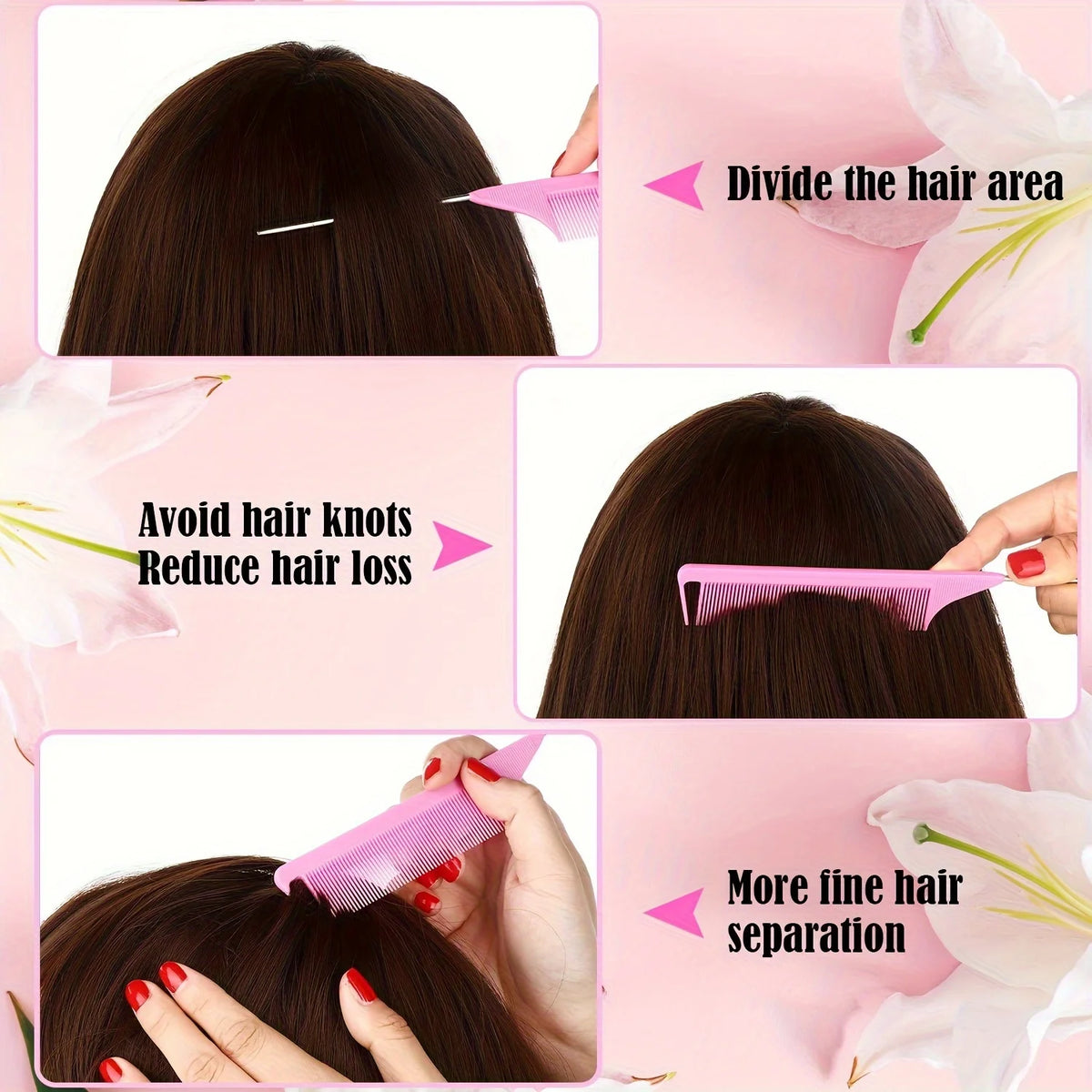 Pointed Tail Comb Suitable Hairstyle Design Plastic Teeth Metal Zpaxo