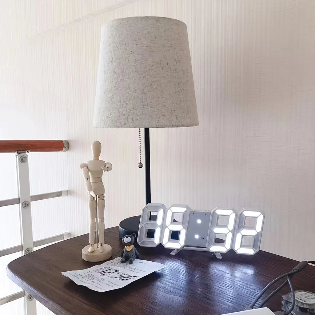 3D LED Wall Clock Modern Digital Design Nightlight Luminous Alarm Zpaxo