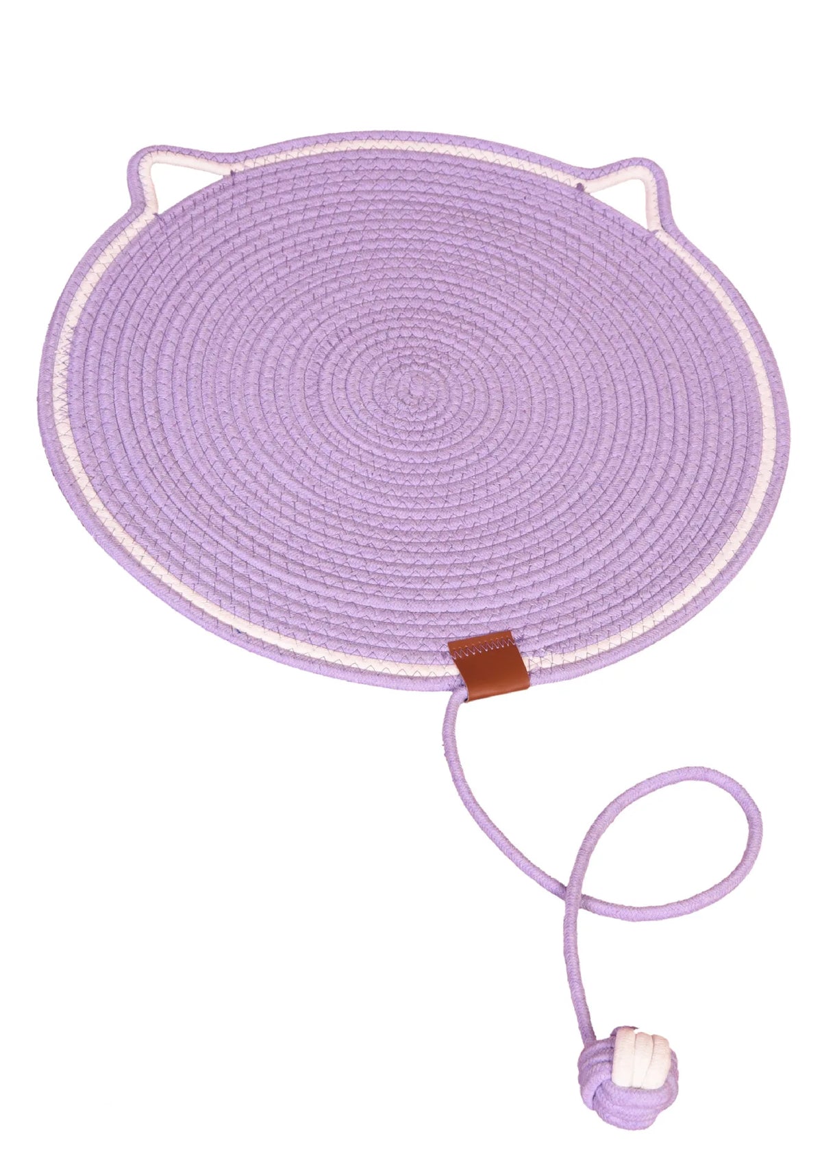Woven cotton rope cat paw pad self feeding ball integrated sleeping pad washable and grindable scratch tool cat scratch pad Zpaxo Purple cat paw pad 42X42CM