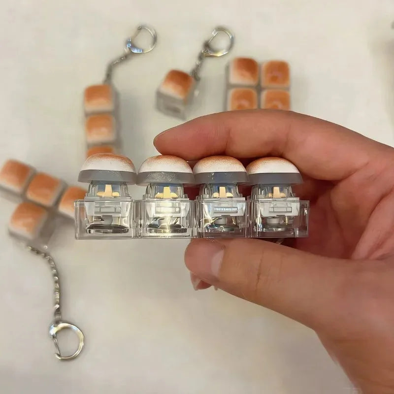 Bread Keycap Stress Relief Clicker Keychain Mechanical Keyboard Zpaxo