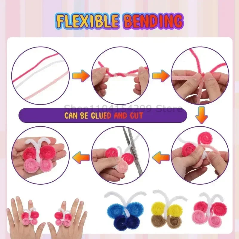Cleaner Pipe Cleaners for Crafts Creative Chenille Stem Wire Pipe Cleaners Creative Leisure Hobby Diy Plush Stem Twisted Stick Zpaxo