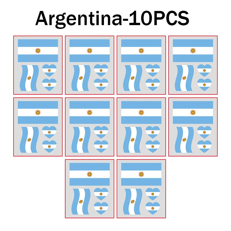 Waterproof Temporary Tattoos Soccer National Flag Series Designed Zpaxo Argentina 10PCS