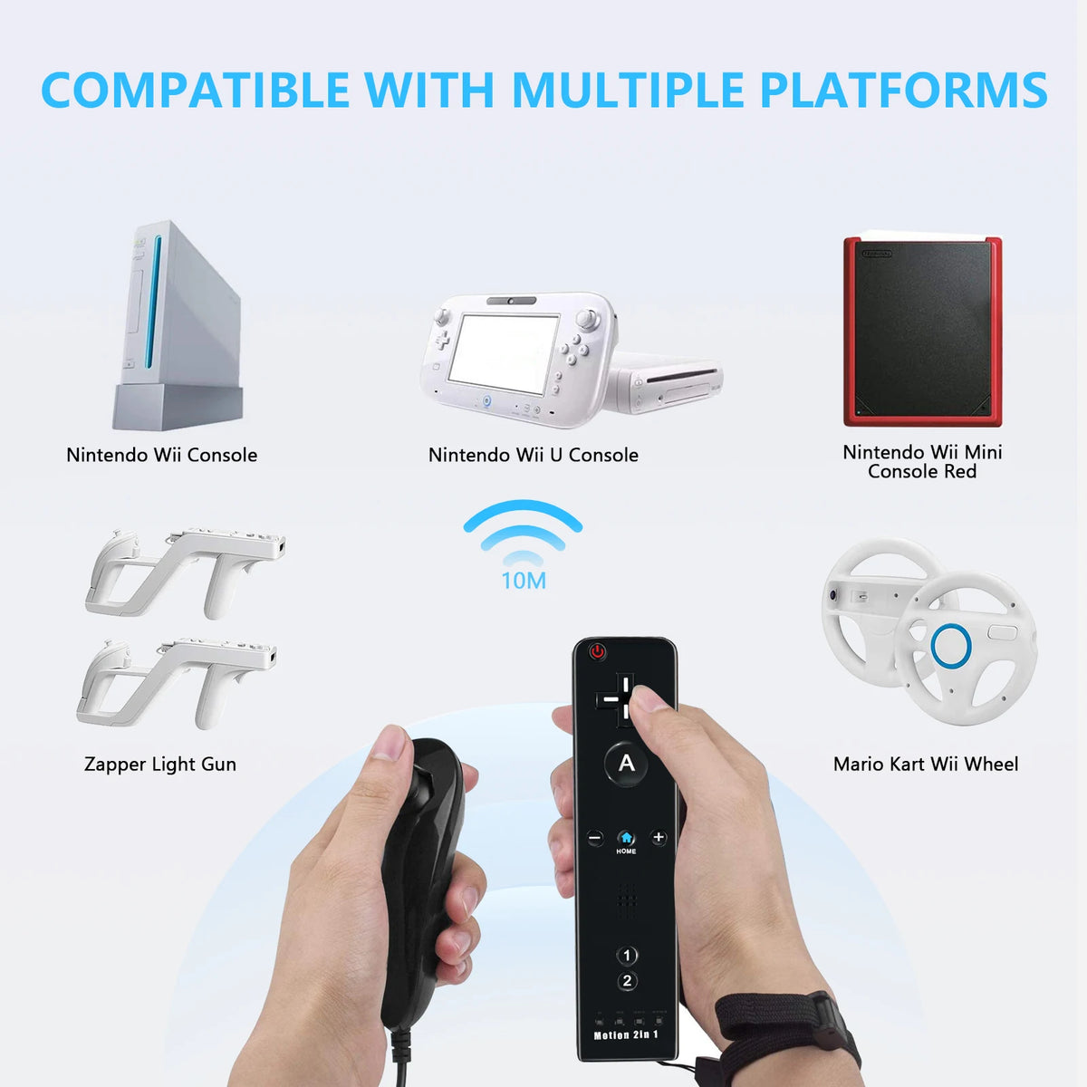 2 In 1 Family Gaming Accessories Wireless Remote Gamepad Silicone Case Included For Nintendo Wii/Wii U Optional Motion Plus Tool Zpaxo