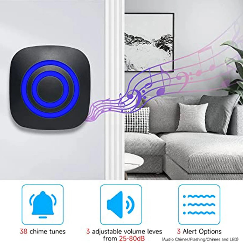 Wireless Driveway Alarms Wireless Outside Weatherproof Doorbell Kit, Motion Sensor Alert 38 Tones & 328ft Wireless Range Zpaxo