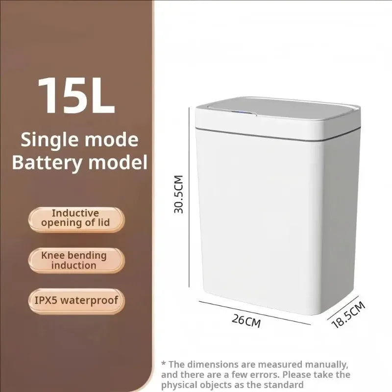 White Touchless Smart Sensor Trash Can Electronic Bathroom Garbage Zpaxo
