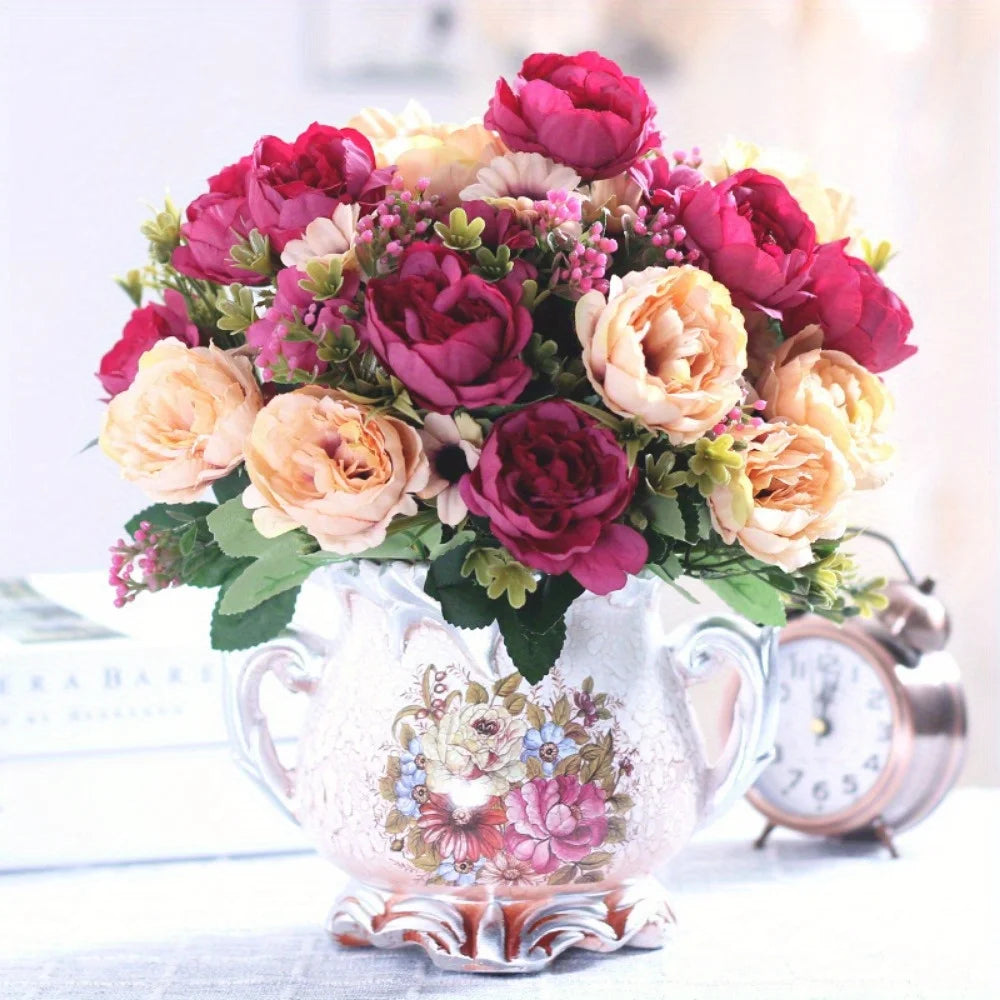 Elegant 11 81 Decor Peony Daisy Bouquet Vintage Artificial Flowers Zpaxo