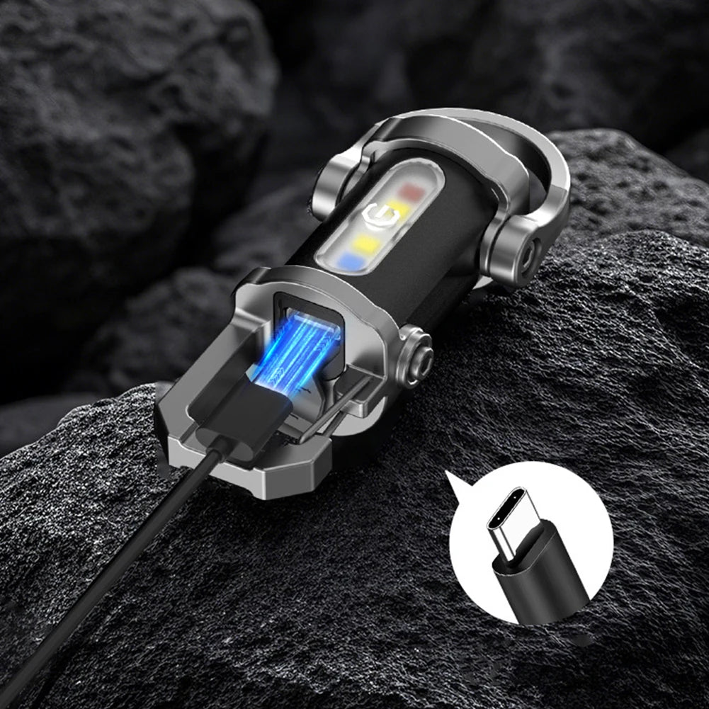 Mini Flashlight Type-c USB Rechargeable COB LED Keychain Waterproof Zpaxo