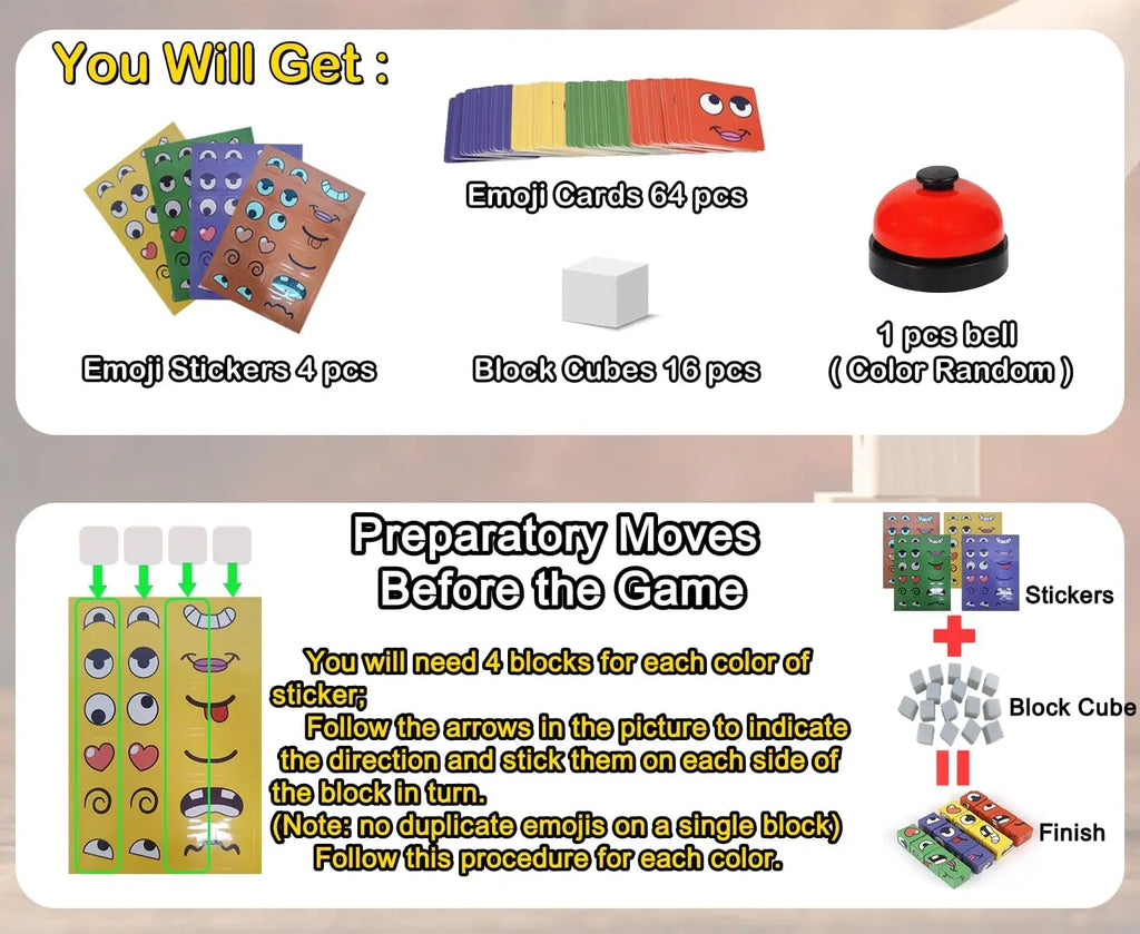 Face Changing Magic Cubes Game Expression Matching Block Puzzle Bell Zpaxo