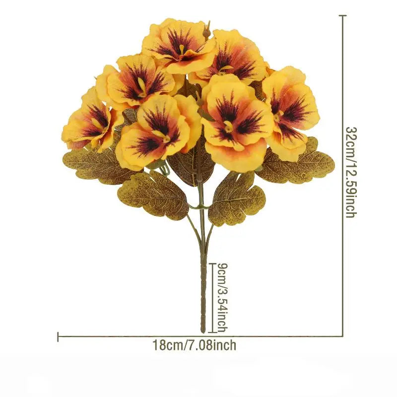 Artificial Silk Pansy & Rose Bouquet | Realistic DIY Decor