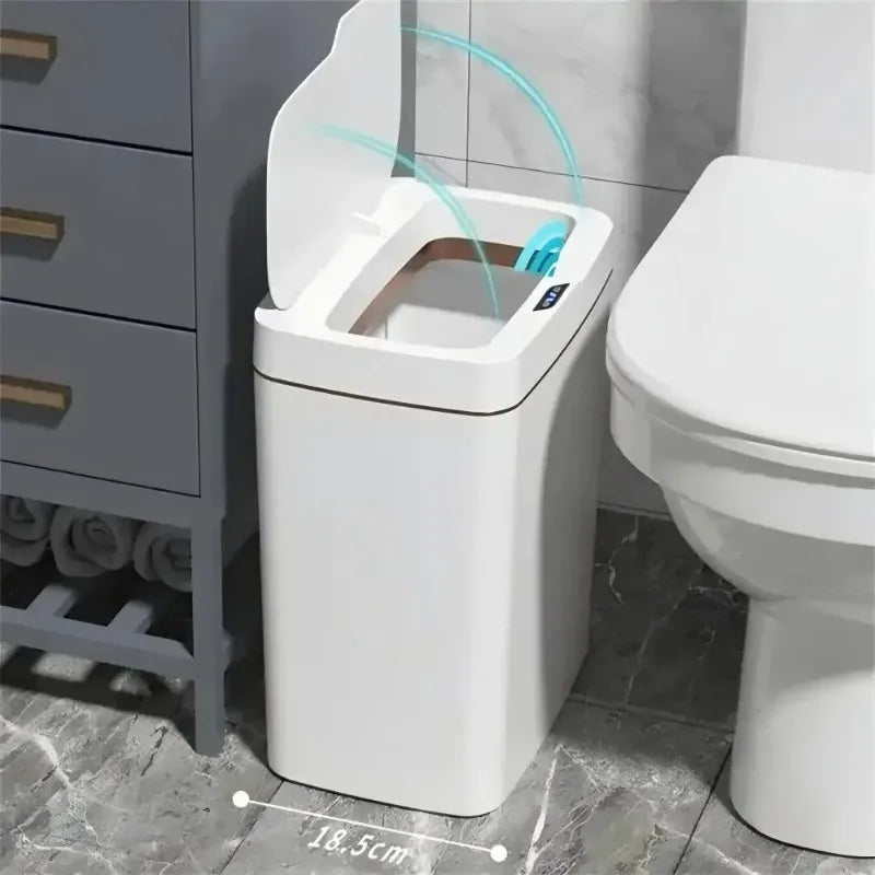 White Touchless Smart Sensor Trash Can Electronic Bathroom Garbage Zpaxo