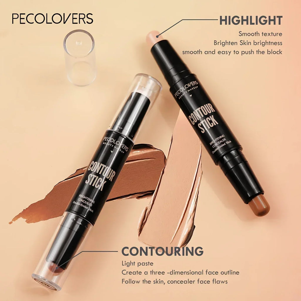 Face Contour Stick Double-Ended Highlight and Shadow CreamWaterproof Full Coverage Concealer, Natural Finish Makeup for All Skin Zpaxo