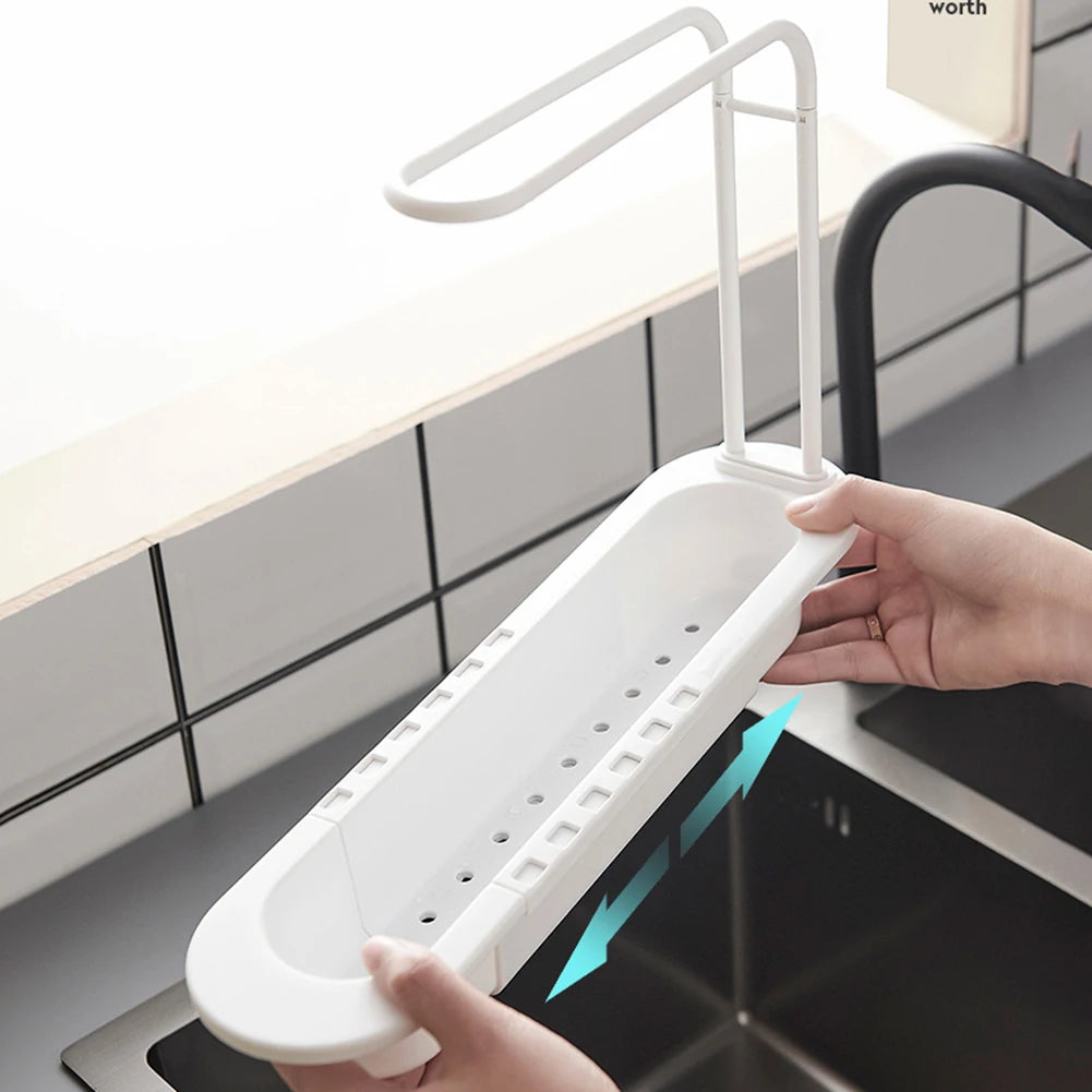 Telescopic Soap Sponge Drain Rack Adjustable Drainer Sink Tray Zpaxo