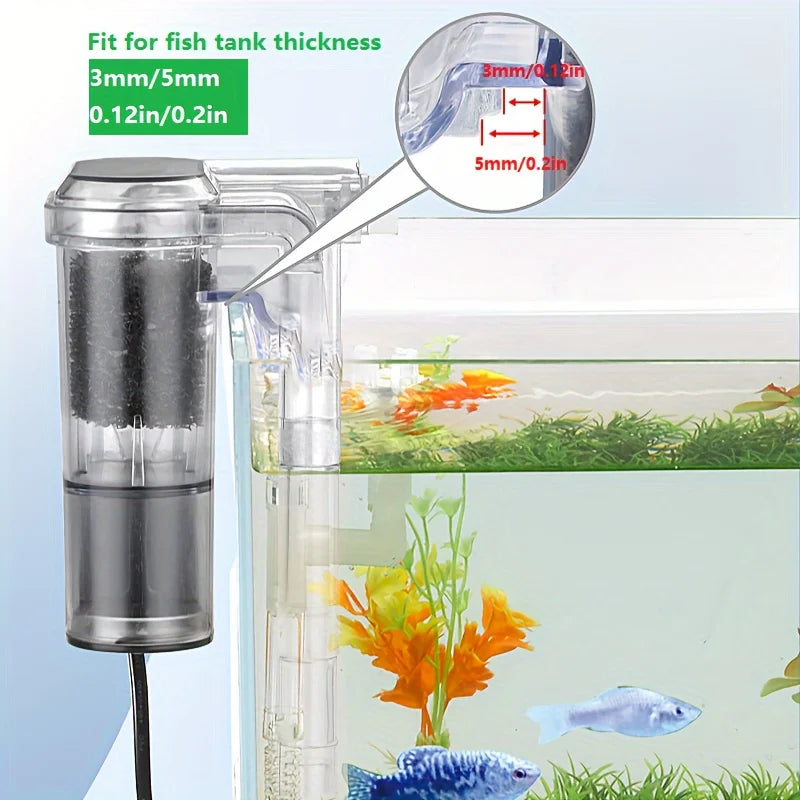 Hang-on-back Aquarium Filter 5V USB Powered Compact Waterfall 2 5W H Zpaxo