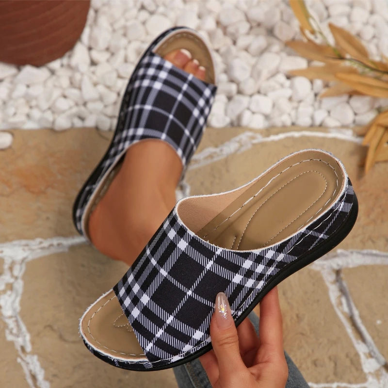 Women Wedge Slippers Open Toe Breathable Sandals Summer 2025 Fashion Zpaxo