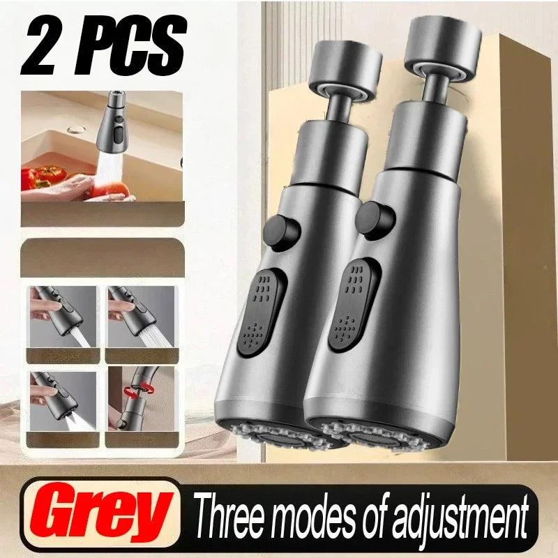 Universal 360° Rotate Kitchen Faucet Extender Aerator Plastic Splash Filter Kitchen Washbasin Faucet Bubbler Nozzle Aerator Zpaxo 2pcs-grey