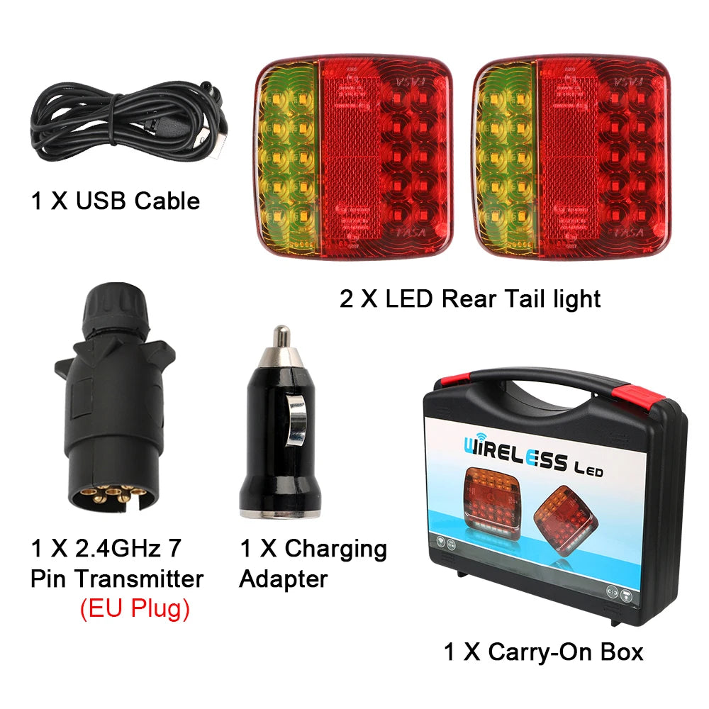 Trailer Rear Taillight Signal Warning Brake Lamp Magnetic Wireless Zpaxo YELLOW 12-24V