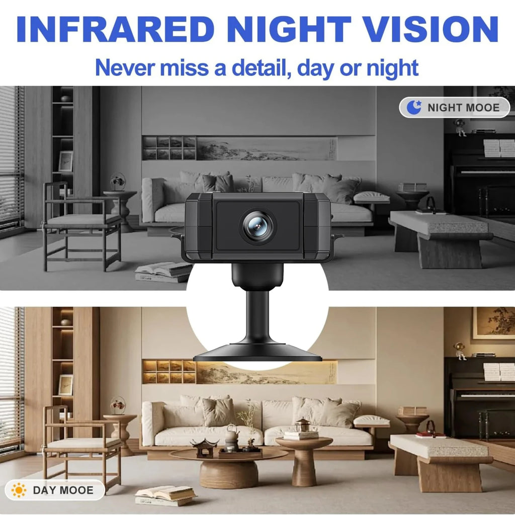 4K Mini Camera Indoor Security Night Vision 4H Battery Life Motion Zpaxo