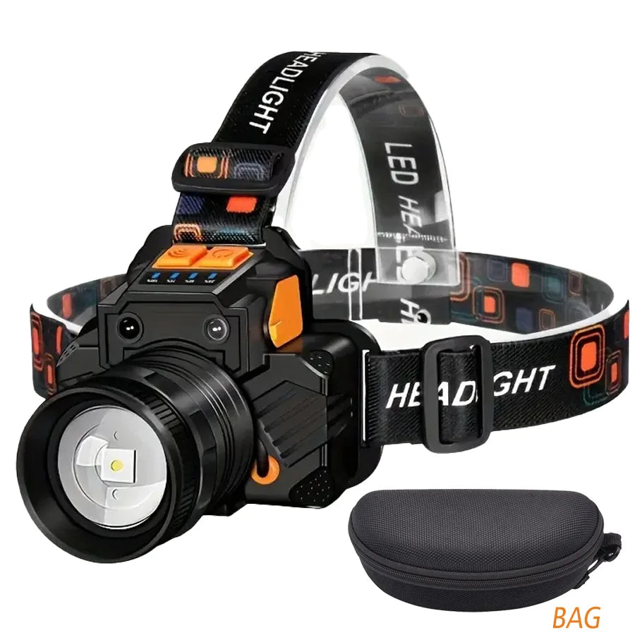 Ultra-bright 30W LED Headlamp 800m Range Motion Sensor USB Zpaxo Package B