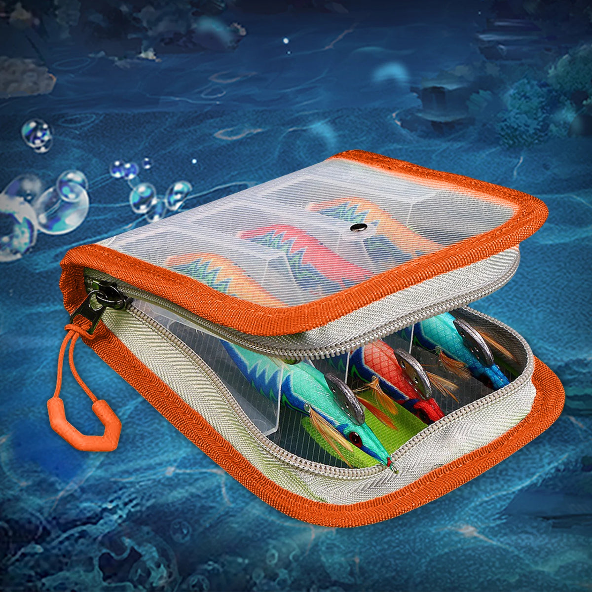 Wooden Shrimp Package Lure Bait Bag 6 Grid Fishing Tackle Waterproof Zpaxo