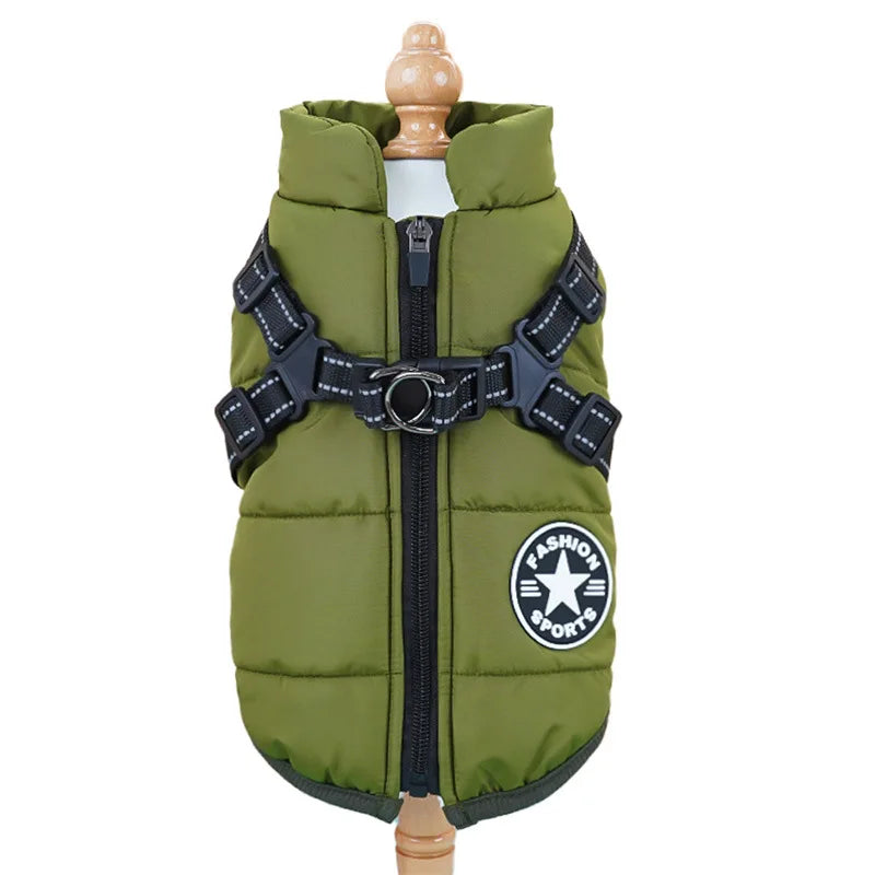 Pet Clothes for Cats Dogs Cold-protect Waterproof Thickened Warm Dog Cat Cotton Coat Auntumn Winter Chest Back Cotton Vest Zpaxo Arm green S