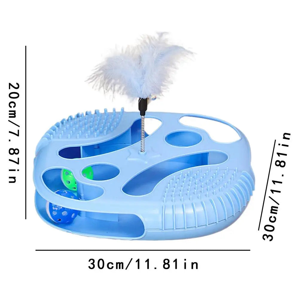 Cat Toy Ball Track Cat Track Ball Toy With Feathers Interactive Kitten Game For Home Boredom Relief Exercise Entertainment Zpaxo Blue China Mainland