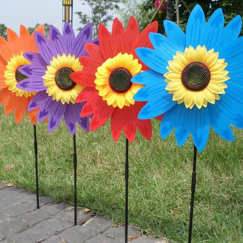Sunflower Windmill Rotating Wind Spinner Stake Standing Lawn Flower Zpaxo