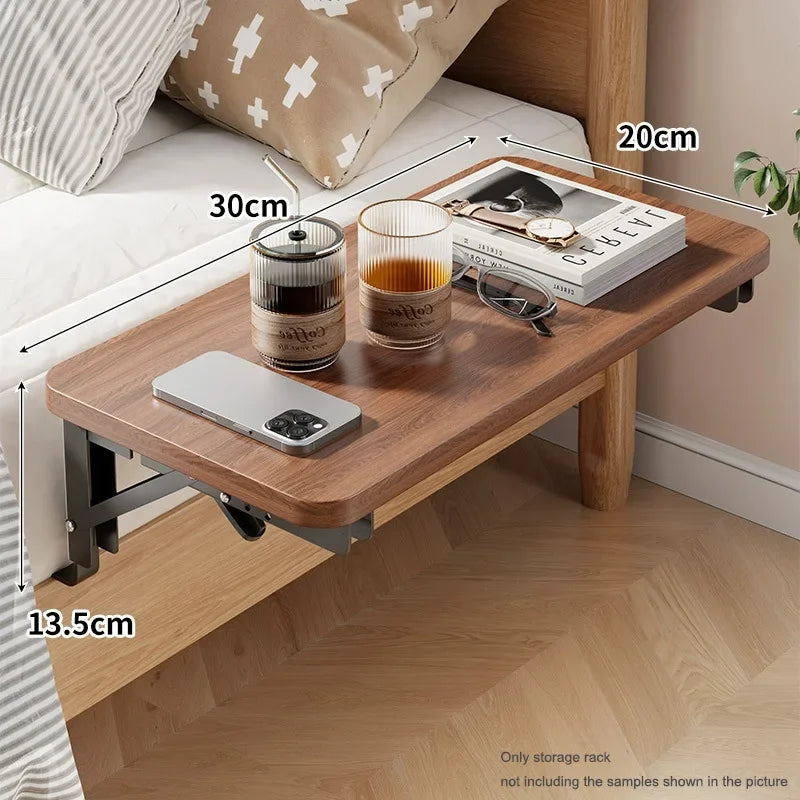 Foldable Collapsible Organizer Attachable Bedside Shelf Table Under Zpaxo Brown